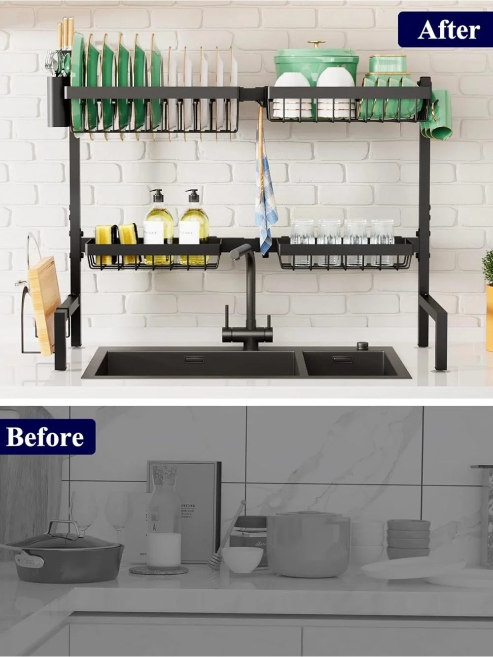 New Over-the-Sink Dish Drying Rack - Black